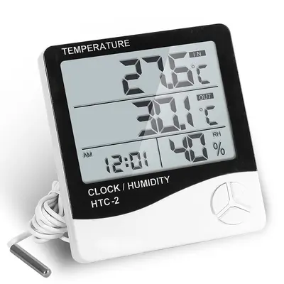 TK HTC-1 digitales Thermo-Hygrometer mit Fühler für Aquarium-Wassertemperatur