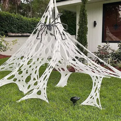 DIY Halloween Spider Web Gauze, Torn Hole Stretch Fabric - 8