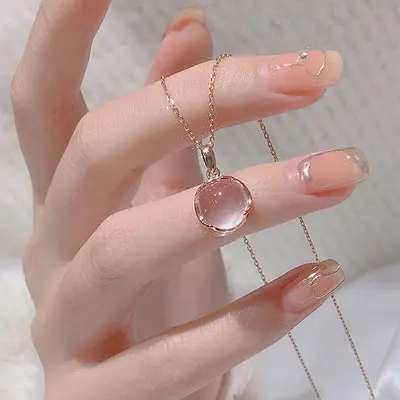 Kiraz çiçeği pembe kristal kolye, Japon-Kore tarzı, kadın - 2