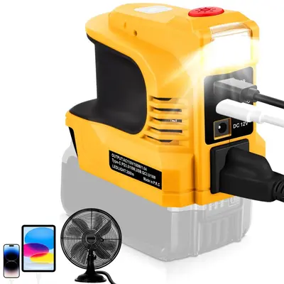 Passend für Milwaukee, Makita, DeWalt Wechselrichter, Autowechselrichter mit DC-Stecker/USB-Typ-C-Anschluss-Steckdose