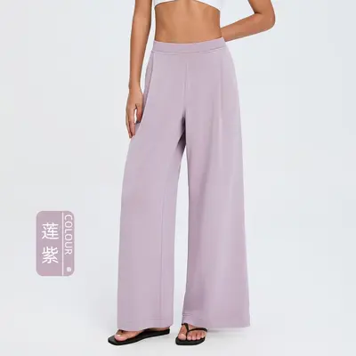 Women's High-Waist Yoga Pants, Sand-Washed Air Layer Fabric, Pleated - 10