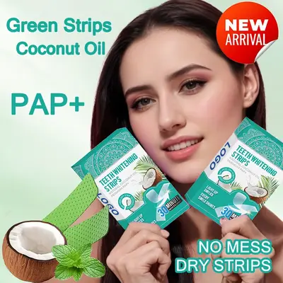 Teeth whitening strips with PAP and coconut oil extract