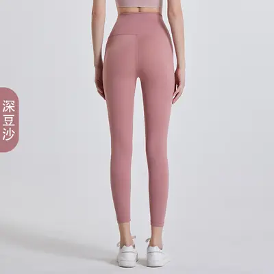 义乌瑜伽服实力工厂 LULU裸感裤加工定制OEM贴牌紧身高腰健身裤女 - 13