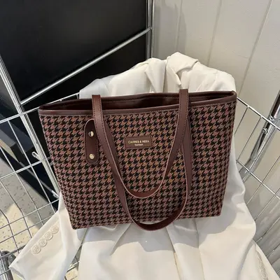 Herringbone Pattern Retro Textured Large-Capacity Women's Shoulder Bag - 7