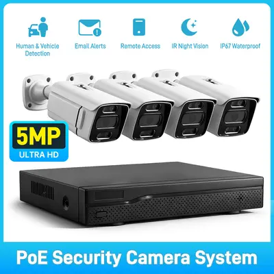 4- oder 8-Kanal-NVR-Festplattenrecorder, 5MP/8MP POE-Kameras - 1
