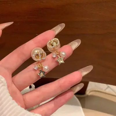 Elegante Strass-Perlen-Ohrringe mit Quasten - 3
