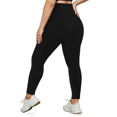High-Waist Plus Size Yoga Pants, Skin Tone, Sizes 1XL-5XL, Elastic - 7