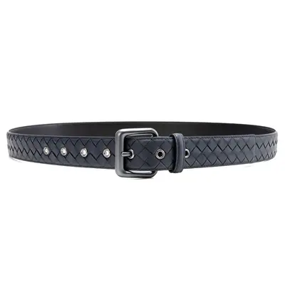 Men's woven leather belt, pin buckle, casual style