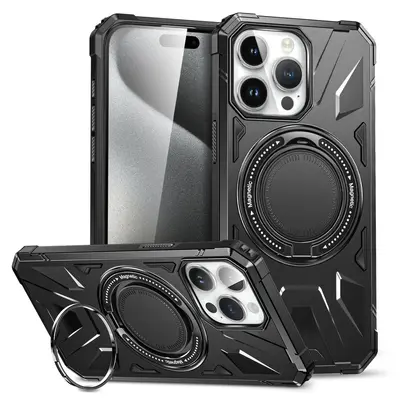 Phone case for iPhone 15 Pro Max, magnetic stand, PC+TPU - 8