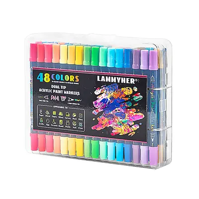 Çapraz Sınır Toptan 36/48/60/120 Renkli Çift Başlı Akrilik Marker Boya Grafiti Hızlı Kuruyan Çizim Seti Stok Ürün - 5
