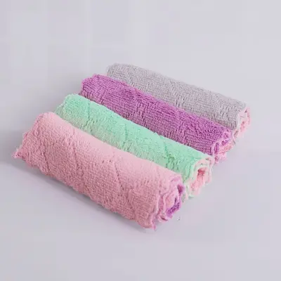 Mutfak çift taraflı bez, ovma süngeri, bulaşık yıkama havlusu, kalınlaştırılmış mercan kadife bulaşık yıkama bezi, suyu emer ve yağa yapışmaz, toptan