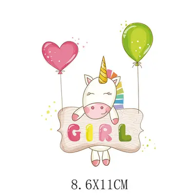 Cute Unicorn Heat Transfer In Stock Children's Clothing Heat Transfer Logo Iron-On Printing Patch Offset Heat Transfer Sticker Wholesale
