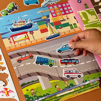Kinder-Gel-Stickerbuch wiederverwendbar 2-6 Jahre Konzentrationstraining - 3