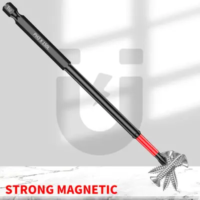 150mm 6 Inch PH2 Magnetic Screwdriver Bit S2 Steel 1/4 Inch Hex Shank