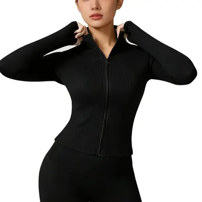 Zipper Slim-Fit Yoga Wear Set, OEM/ODM - 5