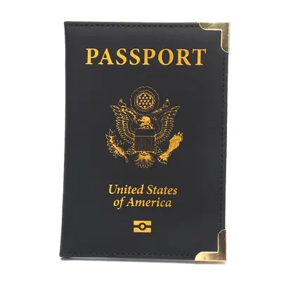 New Cross-border American Passport Holder Leather Slim Lightweight Passport Notebook Gold Hardware Copper Corner Ticket Holder Factory Wholesale - 7