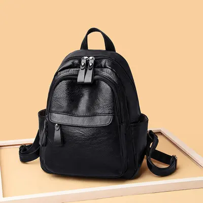 Women's backpack, soft leather, Korean style