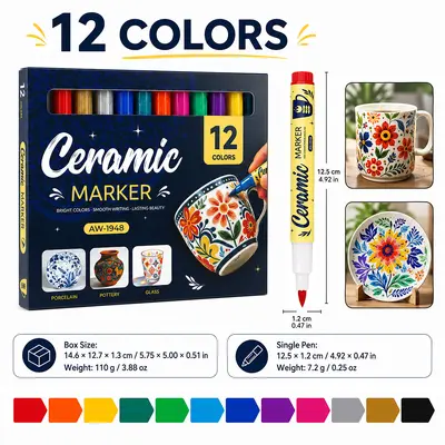 Ceramic paint marker set, waterproof, DIY - 8