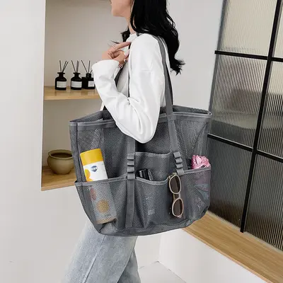 Large Capacity Mesh Shopping and Gym Bag with Single Shoulder Strap