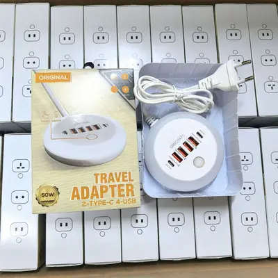 Sınır Ötesi Yeni Model Yuvarlak PD50W Çoklu Hızlı Şarj Çoklu Fonksiyonlu Aydınlatmalı Priz 4USB+Çift Type-C Akıllı Şarj Başlığı - 8