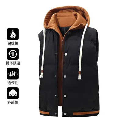 Unisex Hooded Vest, Down and Cotton Filled, American Style - 7