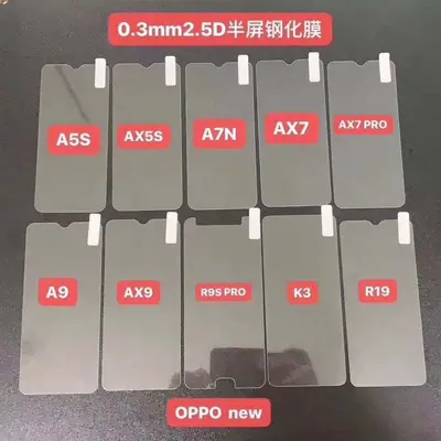 Oppoa5s temperli film f9 yüksek çözünürlüklü f11pro cep telefonu filmi a9 yarım ekran a11 ekran koruyucusu toptan için uygun