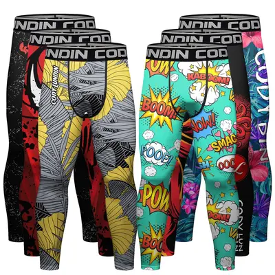Erkek spor pantolonu, 3D baskılı, sıkıştırmalı, hızlı kuruyan kumaş
