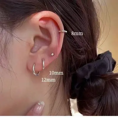 Medical Titanium Steel Ear Hoops Plain Earrings Women Luxury Lightweight Titanium Alloy Ear Studs Ear Bone Studs Ear Hole Care Earrings Men