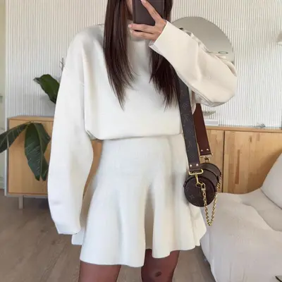 Women's Korean Style Knit Two-Piece Sports Suit