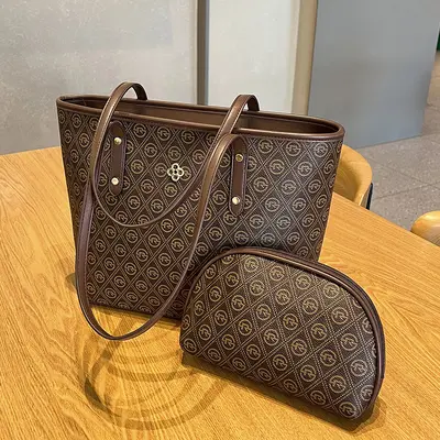 Large Capacity Checkerboard Tote Bag, 2-Piece Mother-and-Child Set - 8