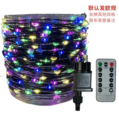 Noel ağacı ışık dize led yıldız dekorasyon atmosfer ışığı koyu yeşil bakır tel ile açık su geçirmez Noel dekorasyon ışıkları - 9