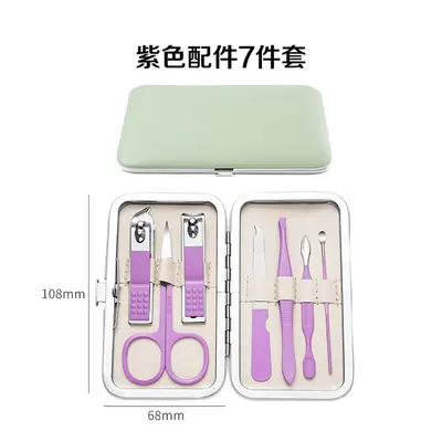 Stainless steel nail manicure set, 18-piece, matcha green - 9