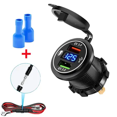 Car Motorcycle USB Charging Port 12V Cigarette Lighter Adapter Modified Vehicle Fast Charger Electric Vehicle Mobile Phone Charger - 7