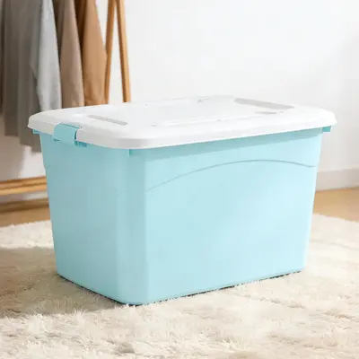 Plastic Storage Box with Wheels and Lid Large Capacity - 7