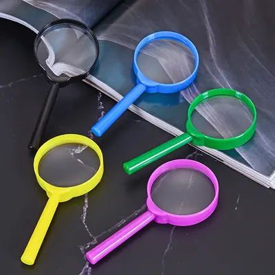 Children's Plastic Magnifying Glass, Colourful, HD High Magnification Optical Lens