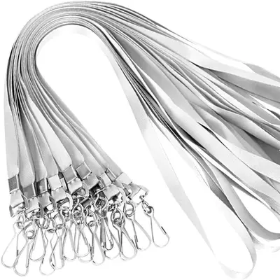 Ausweisband aus gewebtem Polyester mit Drehhaken und Clip