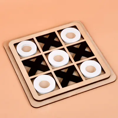 Ahşap Eğitici XOX (Tic Tac Toe) Oyunu, Ebeveyn-Çocuk İkili Oyun - 7