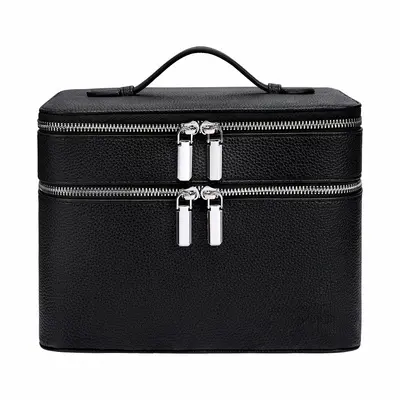 Double-Layer PU Leather Large-Capacity Makeup Bag, Portable - 7