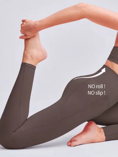 Yan Cepli Düz Renk Yoga Pantolonu, Çıplak His Spor Şort, Yüksek Elastikiyet