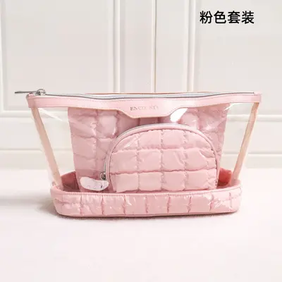 Plaid Quilted Cosmetic Bag with Divider, Large Capacity, Handheld - 13