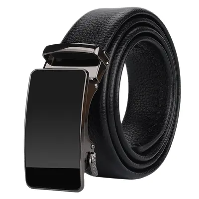 Men's first-layer cowhide belt with automatic buckle