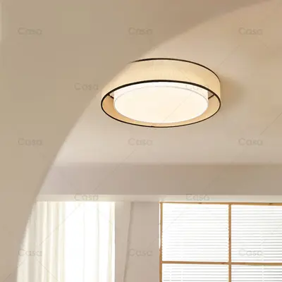 Japon Tarzı Minimalist Yatak Odası Tavan Lambası, Kumaş Abajur