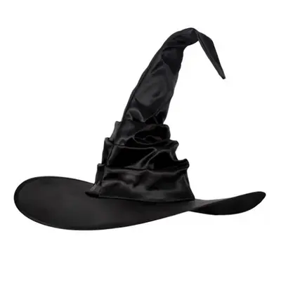 Black Pleated Mesh Witch Hat for Halloween and Cosplay Costume - 11