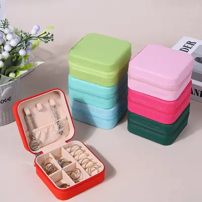 Tragbare Schmuckschatule, Geschenkbox, Schmuckbox, Verpackungsbox, Ohrringe, Ohrclips, Halsketten, Ringe, Schmuckschatule