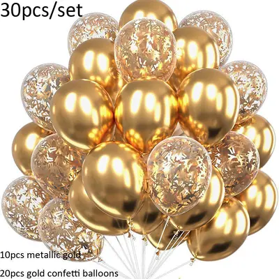 12 Inch Gold Long Sequin Confetti Balloon Set for Birthday Party - 9