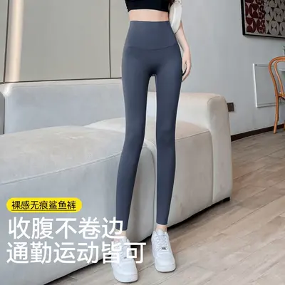 鲨鱼裤女外穿交叉收腹提臀运动瑜伽裤薄款无尴尬线无痕高腰打底裤