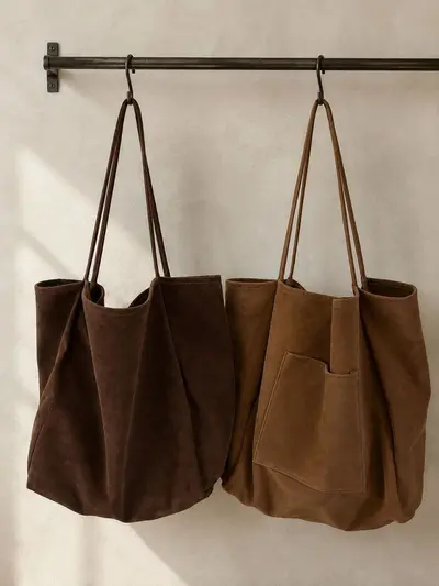 Autumn Winter Large Capacity Suede Lazy Style Single Shoulder Bag Tote Literary Student Versatile Handbag Shopping Bag - 2