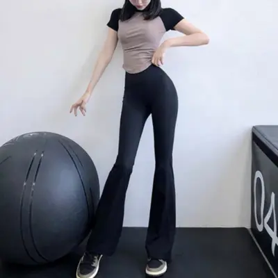 美希瑜伽裤女紧身高腰提臀显瘦运动健身休闲裸感高弹喇叭裤显腿长