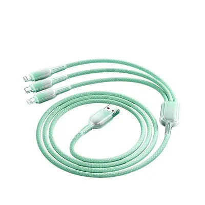 3-in-1 Gradient Braided Fast Charging Cable for Huawei and Apple, USB