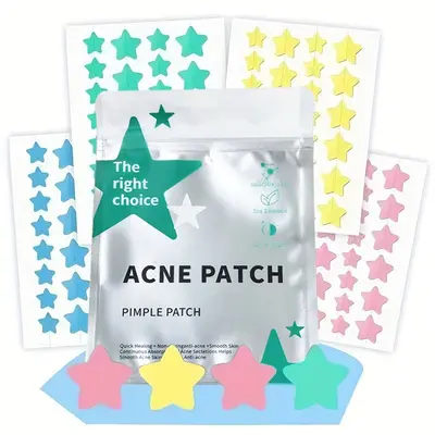 Star-Shaped Hydrocolloid Acne Concealer Patch, Colorful, with Essential Oil